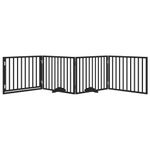 Petshop - Accesorii petshop - Culcusuri si custi - Tarcuri si colivii - Poarta caini pliabila cu usa 4 panouri negru, 320 cm, lemn plop - Infinity.ro