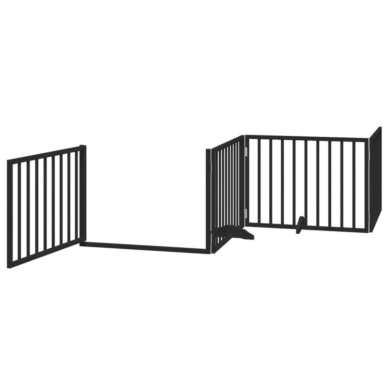 Petshop - Accesorii petshop - Culcusuri si custi - Tarcuri si colivii - Poarta caini pliabila cu usa 4 panouri negru, 320 cm, lemn plop - Infinity.ro