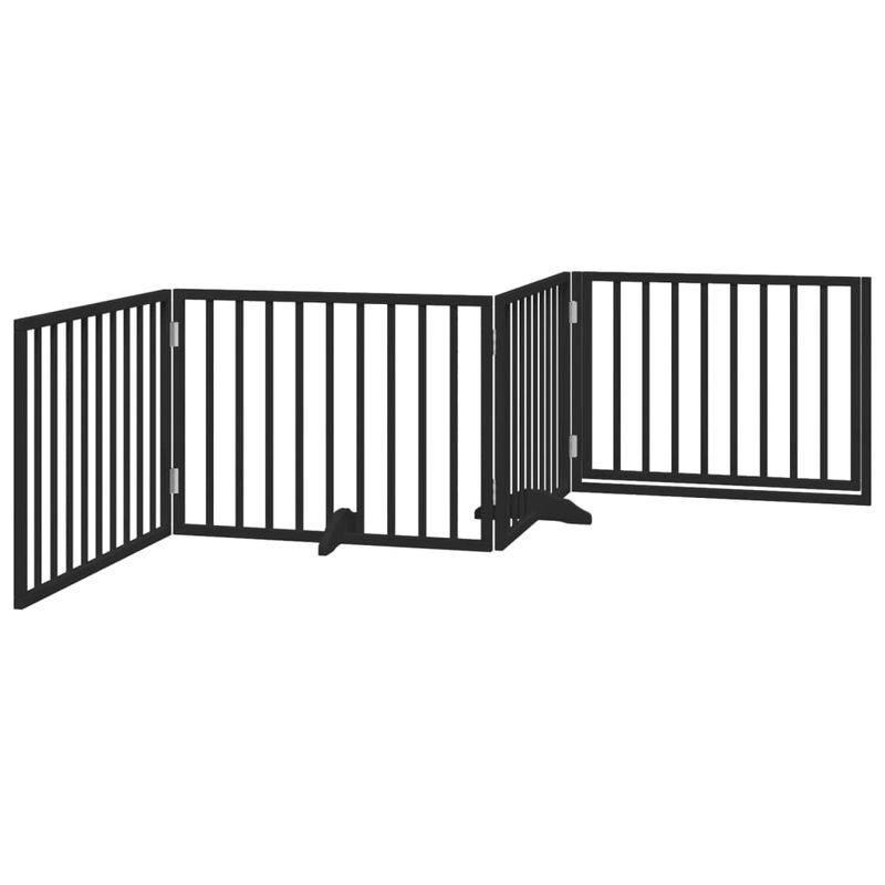 Petshop - Accesorii petshop - Culcusuri si custi - Tarcuri si colivii - Poarta caini pliabila cu usa 4 panouri negru, 320 cm, lemn plop - Infinity.ro