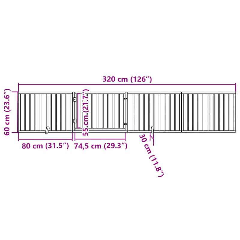 Petshop - Accesorii petshop - Culcusuri si custi - Tarcuri si colivii - Poarta caini pliabila cu usa 4 panouri negru, 320 cm, lemn plop - Infinity.ro