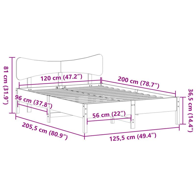 Casa si Gradina - Mobilier - Paturi si accesorii - Paturi - Cadru pat fara saltea, maro ceruit, 120x200 cm, lemn masiv pin - Infinity.ro