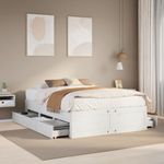 Casa si Gradina - Mobilier - Paturi si accesorii - Paturi - Cadru pat fara saltea/cu sertare alb, 150x200cm, lemn masiv pin - Infinity.ro