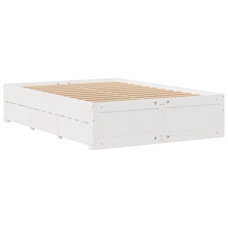 Casa si Gradina - Mobilier - Paturi si accesorii - Paturi - Cadru pat fara saltea/cu sertare alb, 150x200cm, lemn masiv pin - Infinity.ro