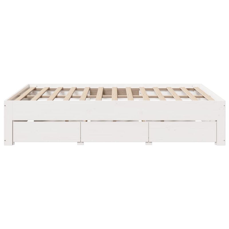 Casa si Gradina - Mobilier - Paturi si accesorii - Paturi - Cadru pat fara saltea/cu sertare alb, 150x200cm, lemn masiv pin - Infinity.ro