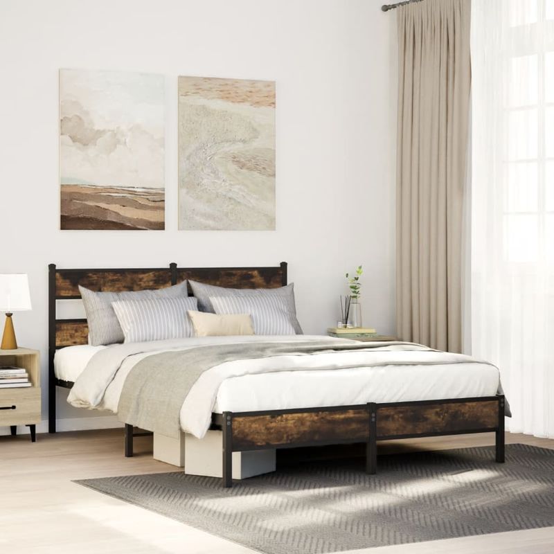 Casa si Gradina - Mobilier - Paturi si accesorii - Paturi - Cadru de pat fara saltea, cu tablie, stejar sonoma, 137x190 cm - Infinity.ro