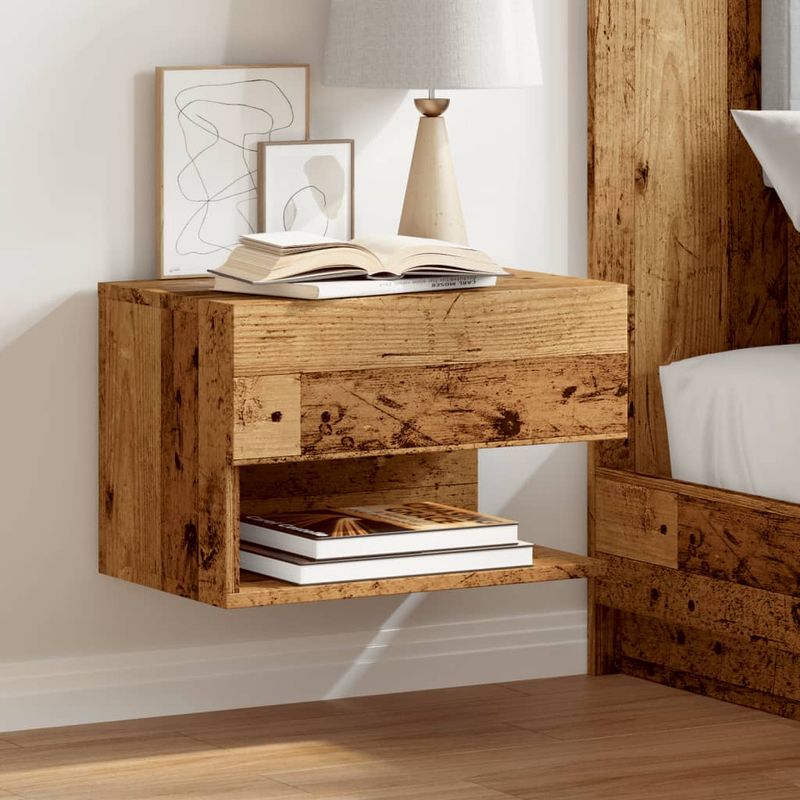 Casa si Gradina - Mobilier - Comode si corpuri - Noptiere - Noptiera montata pe perete, lemn invechit - Infinity.ro