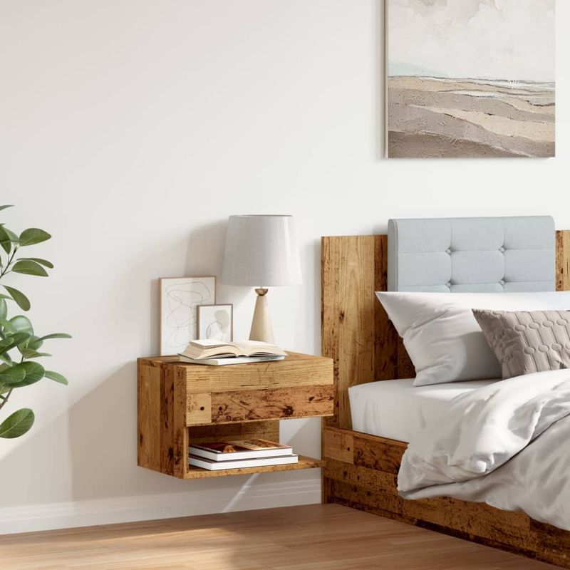Casa si Gradina - Mobilier - Comode si corpuri - Noptiere - Noptiera montata pe perete, lemn invechit - Infinity.ro