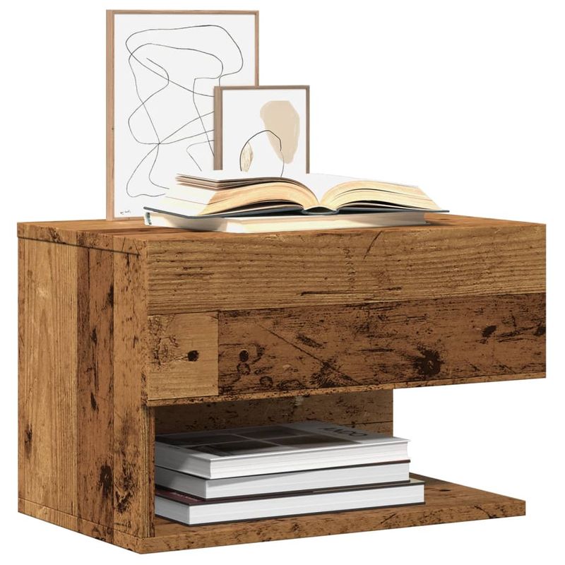 Casa si Gradina - Mobilier - Comode si corpuri - Noptiere - Noptiera montata pe perete, lemn invechit - Infinity.ro