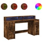 Casa si Gradina - Mobilier - Mese si birouri - Birouri - Birou cu lumini LED stejar fumuriu 160x55x91 cm lemn prelucrat - Infinity.ro