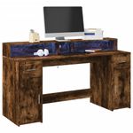 Casa si Gradina - Mobilier - Mese si birouri - Birouri - Birou cu lumini LED stejar fumuriu 160x55x91 cm lemn prelucrat - Infinity.ro