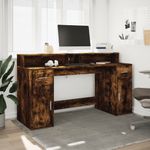Casa si Gradina - Mobilier - Mese si birouri - Birouri - Birou cu lumini LED stejar fumuriu 160x55x91 cm lemn prelucrat - Infinity.ro