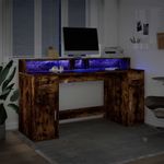 Casa si Gradina - Mobilier - Mese si birouri - Birouri - Birou cu lumini LED stejar fumuriu 160x55x91 cm lemn prelucrat - Infinity.ro