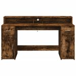 Casa si Gradina - Mobilier - Mese si birouri - Birouri - Birou cu lumini LED stejar fumuriu 160x55x91 cm lemn prelucrat - Infinity.ro