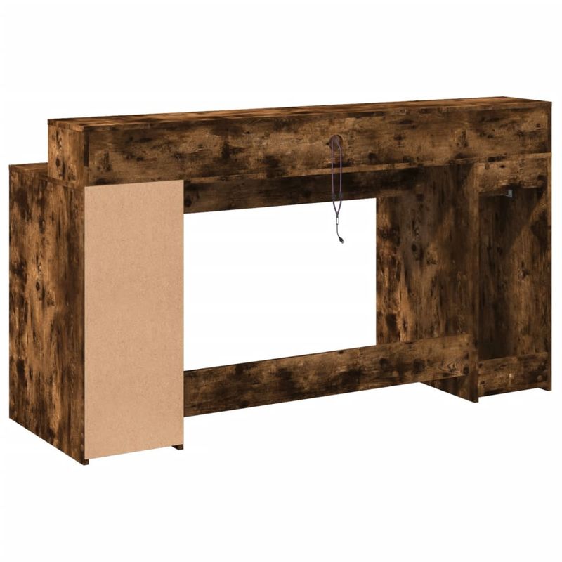Casa si Gradina - Mobilier - Mese si birouri - Birouri - Birou cu lumini LED stejar fumuriu 160x55x91 cm lemn prelucrat - Infinity.ro
