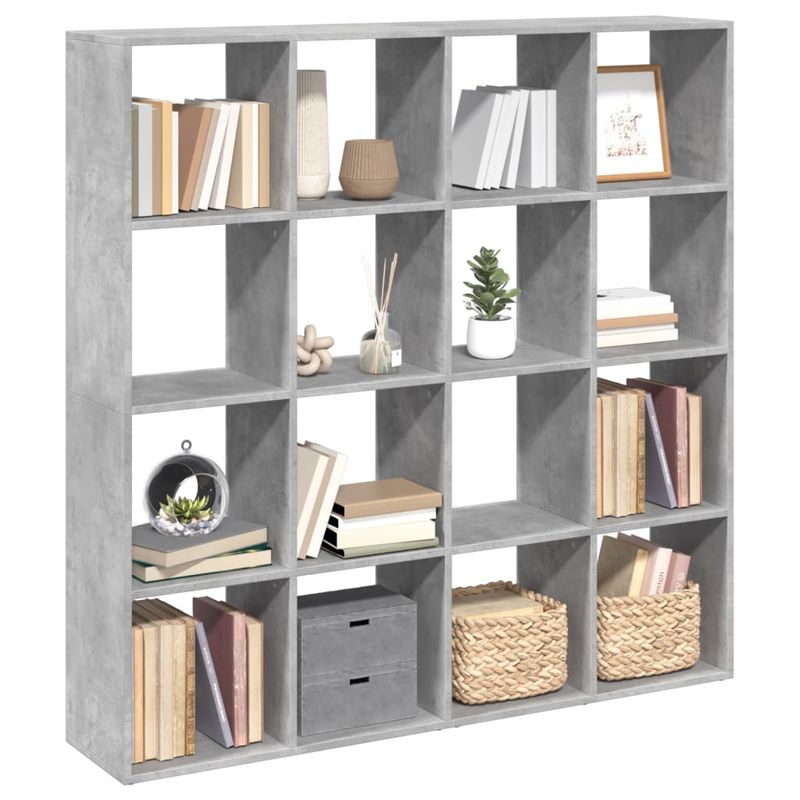 Casa si Gradina - Mobilier - Biblioteci si rafturi - Biblioteci - Biblioteca, gri beton, 137,5x29x137,5 cm, lemn prelucrat - Infinity.ro