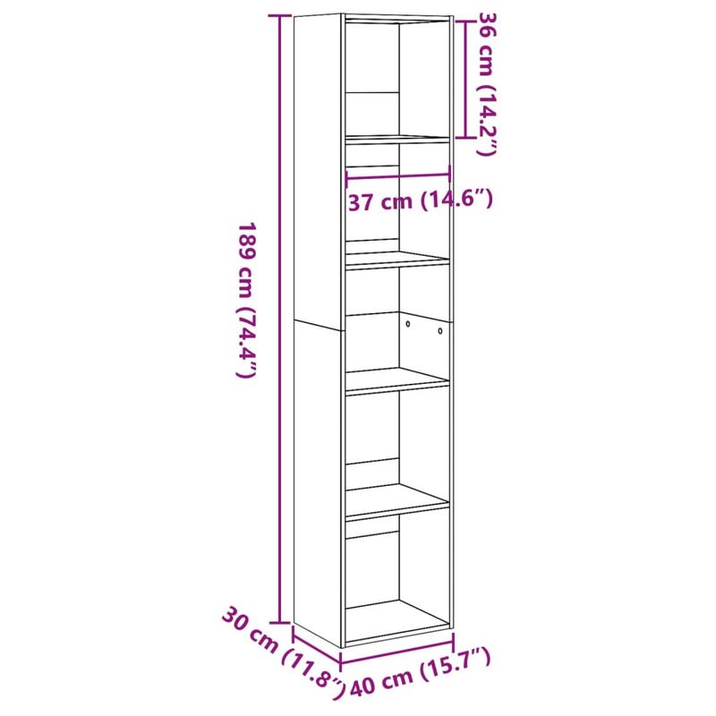 Casa si Gradina - Mobilier - Biblioteci si rafturi - Biblioteci - Biblioteca, stejar artizanal, 40x30x189 cm, lemn prelucrat - Infinity.ro