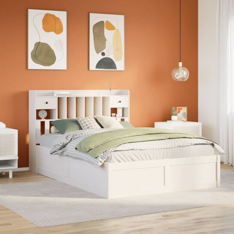 Casa si Gradina - Mobilier - Paturi si accesorii - Paturi - Cadru de pat fara saltea, alb, 150x200 cm, lemn masiv pin - Infinity.ro