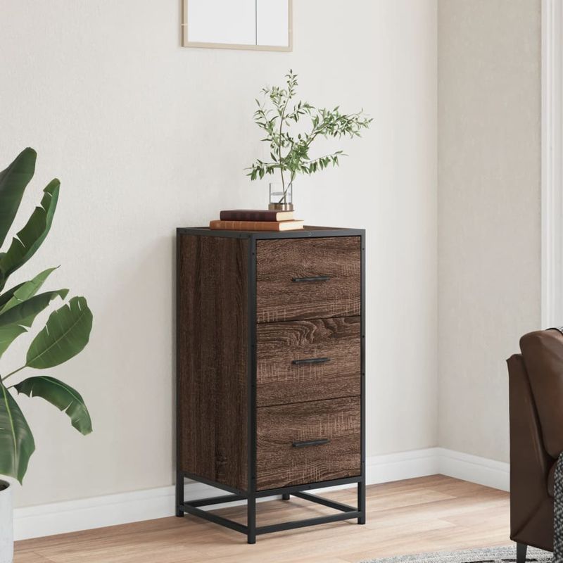 Casa si Gradina - Mobilier - Comode si corpuri - Comode - Dulap, stejar maro, 35,5x35x76 cm, lemn prelucrat si metal - Infinity.ro