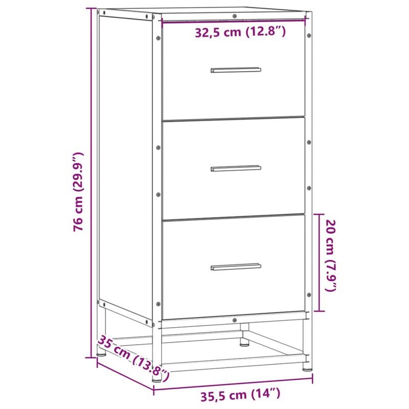 Casa si Gradina - Mobilier - Comode si corpuri - Comode - Dulap, stejar maro, 35,5x35x76 cm, lemn prelucrat si metal - Infinity.ro
