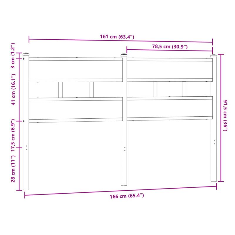 Casa si Gradina - Mobilier - Paturi si accesorii - Accesorii paturi - Tablie de pat, stejar maro, 160 cm, lemn prelucrat si otel - Infinity.ro