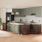 Petshop - Accesorii petshop - Culcusuri si custi - Custi interior si exterior - Poarta caini pliabila cu usa 8 panouri maro 640 cm, lemn plop - Infinity.ro