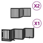 Petshop - Accesorii petshop - Culcusuri si custi - Tarcuri si colivii - Poarta caini pliabila cu usa 12 panouri negru 600 cm, lemn plop - Infinity.ro