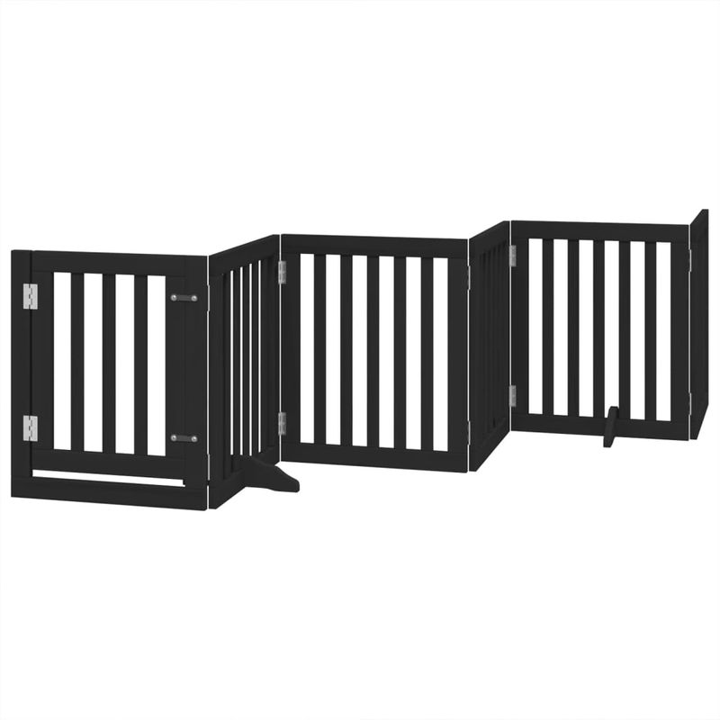 Petshop - Accesorii petshop - Culcusuri si custi - Tarcuri si colivii - Poarta caini pliabila cu usa 12 panouri negru 600 cm, lemn plop - Infinity.ro