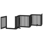 Petshop - Accesorii petshop - Culcusuri si custi - Tarcuri si colivii - Poarta caini pliabila cu usa 12 panouri negru 600 cm, lemn plop - Infinity.ro