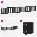 Petshop - Accesorii petshop - Culcusuri si custi - Tarcuri si colivii - Poarta caini pliabila cu usa 12 panouri negru 600 cm, lemn plop - Infinity.ro