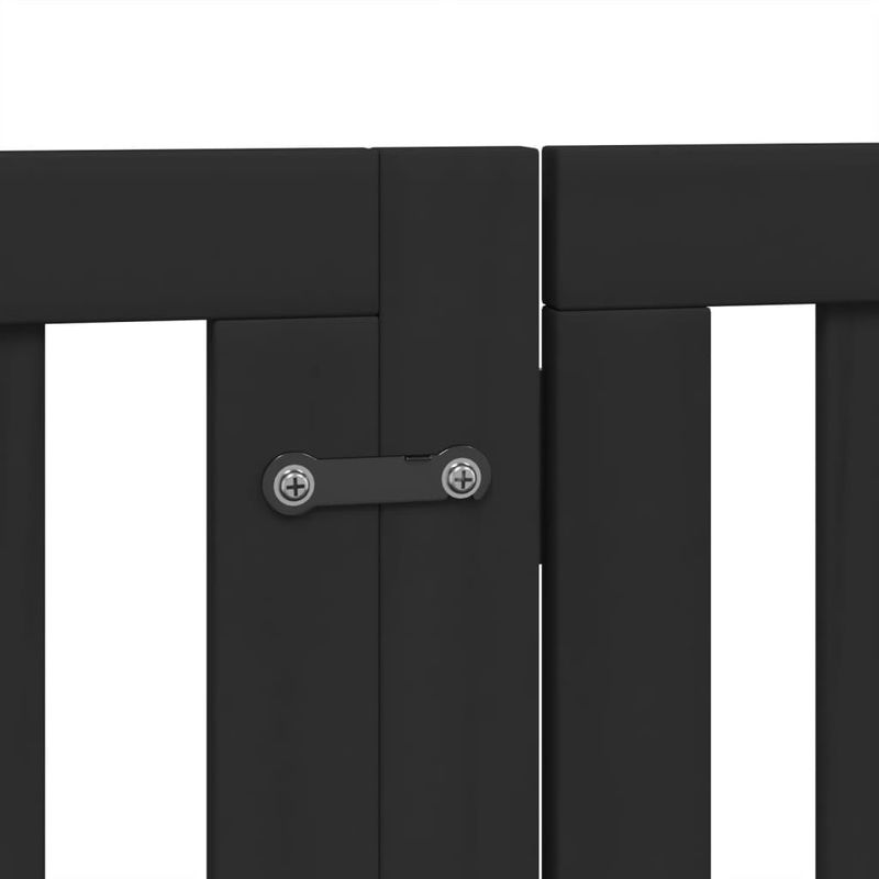 Petshop - Accesorii petshop - Culcusuri si custi - Tarcuri si colivii - Poarta caini pliabila cu usa 12 panouri negru 600 cm, lemn plop - Infinity.ro