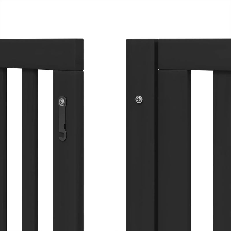 Petshop - Accesorii petshop - Culcusuri si custi - Tarcuri si colivii - Poarta caini pliabila cu usa 12 panouri negru 600 cm, lemn plop - Infinity.ro