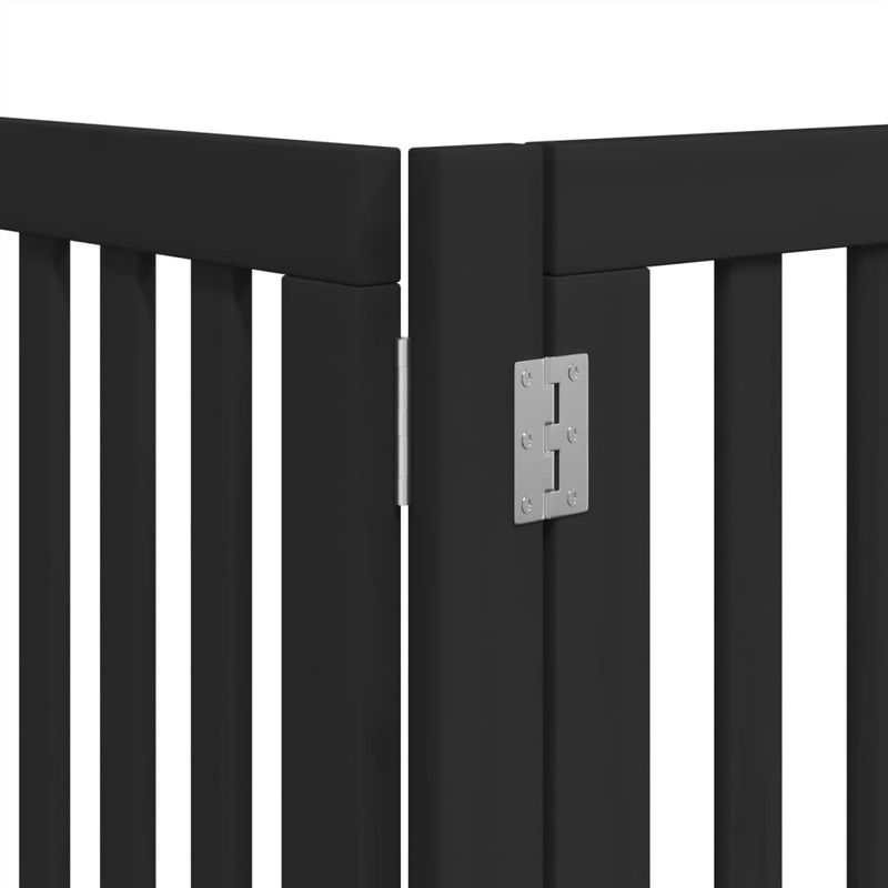 Petshop - Accesorii petshop - Culcusuri si custi - Tarcuri si colivii - Poarta caini pliabila cu usa 12 panouri negru 600 cm, lemn plop - Infinity.ro