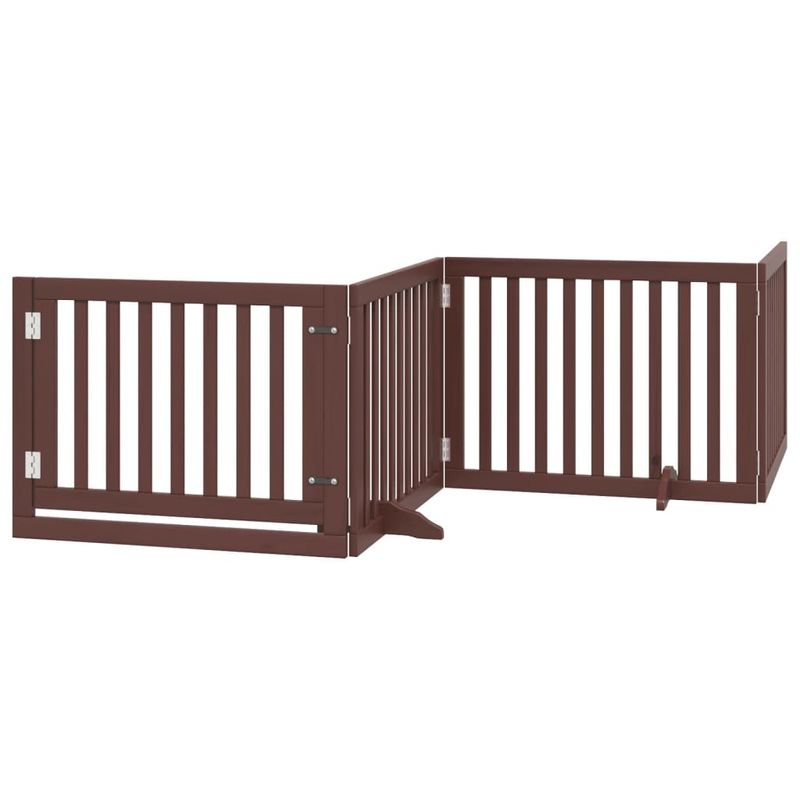 Petshop - Accesorii petshop - Culcusuri si custi - Tarcuri si colivii - Poarta caini pliabila cu usa 6 panouri maro, 480 cm, lemn plop - Infinity.ro