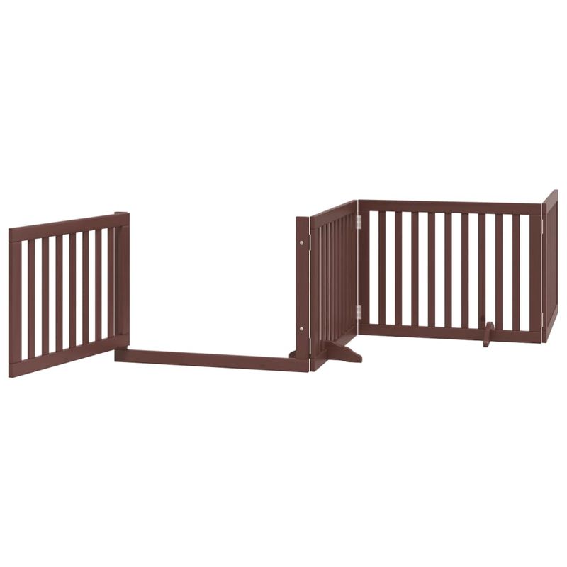 Petshop - Accesorii petshop - Culcusuri si custi - Tarcuri si colivii - Poarta caini pliabila cu usa 6 panouri maro, 480 cm, lemn plop - Infinity.ro
