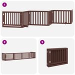 Petshop - Accesorii petshop - Culcusuri si custi - Tarcuri si colivii - Poarta caini pliabila cu usa 6 panouri maro, 480 cm, lemn plop - Infinity.ro