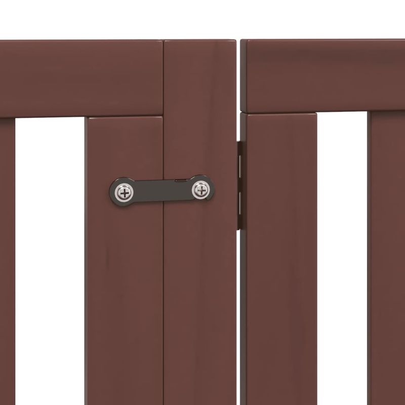 Petshop - Accesorii petshop - Culcusuri si custi - Tarcuri si colivii - Poarta caini pliabila cu usa 6 panouri maro, 480 cm, lemn plop - Infinity.ro