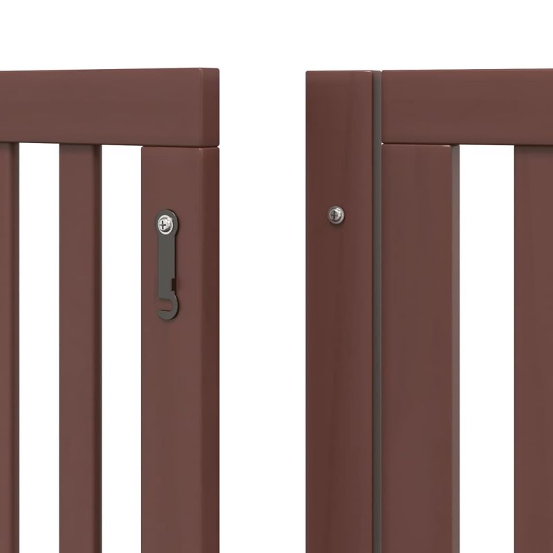 Petshop - Accesorii petshop - Culcusuri si custi - Tarcuri si colivii - Poarta caini pliabila cu usa 6 panouri maro, 480 cm, lemn plop - Infinity.ro