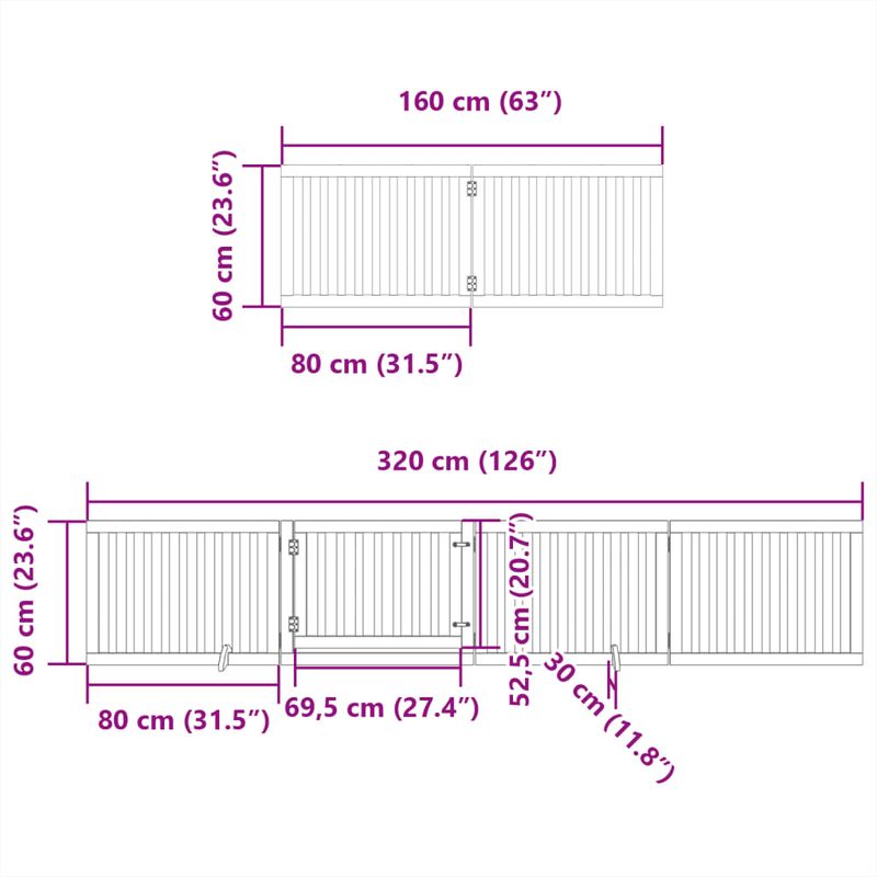 Petshop - Accesorii petshop - Culcusuri si custi - Tarcuri si colivii - Poarta caini pliabila cu usa 6 panouri maro, 480 cm, lemn plop - Infinity.ro
