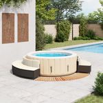 Casa si Gradina - Gradina si terasa - Piscine si accesorii - Accesorii piscine - Imprejmuire cada cu hidromasaj, negru, poliratan / lemn acacia - Infinity.ro