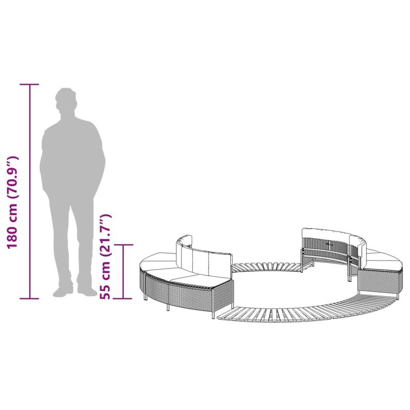 Casa si Gradina - Gradina si terasa - Piscine si accesorii - Accesorii piscine - Imprejmuire cada cu hidromasaj, negru, poliratan / lemn acacia - Infinity.ro