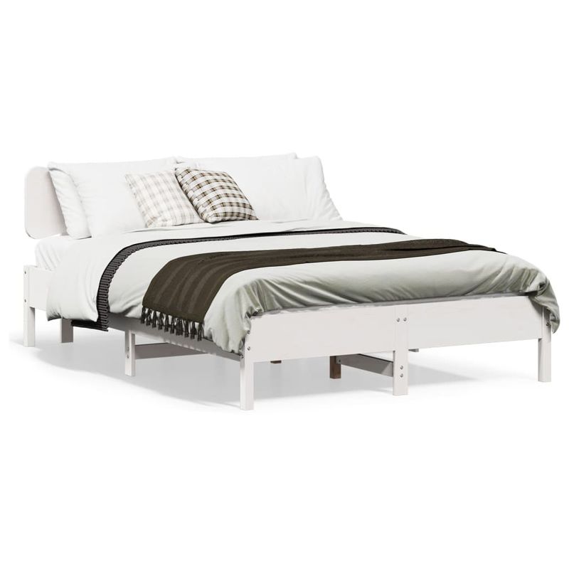 Casa si Gradina - Mobilier - Paturi si accesorii - Paturi - Cadru de pat fara saltea, alb, 135x190 cm, lemn masiv de pin - Infinity.ro