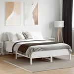 Casa si Gradina - Mobilier - Paturi si accesorii - Paturi - Cadru de pat fara saltea, alb, 135x190 cm, lemn masiv de pin - Infinity.ro
