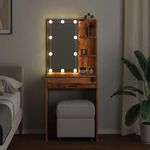 Casa si Gradina - Mobilier - Comode si corpuri - Masute de toaleta - Masa de toaleta cu LED, lemn vechi, 60x40x140 cm - Infinity.ro