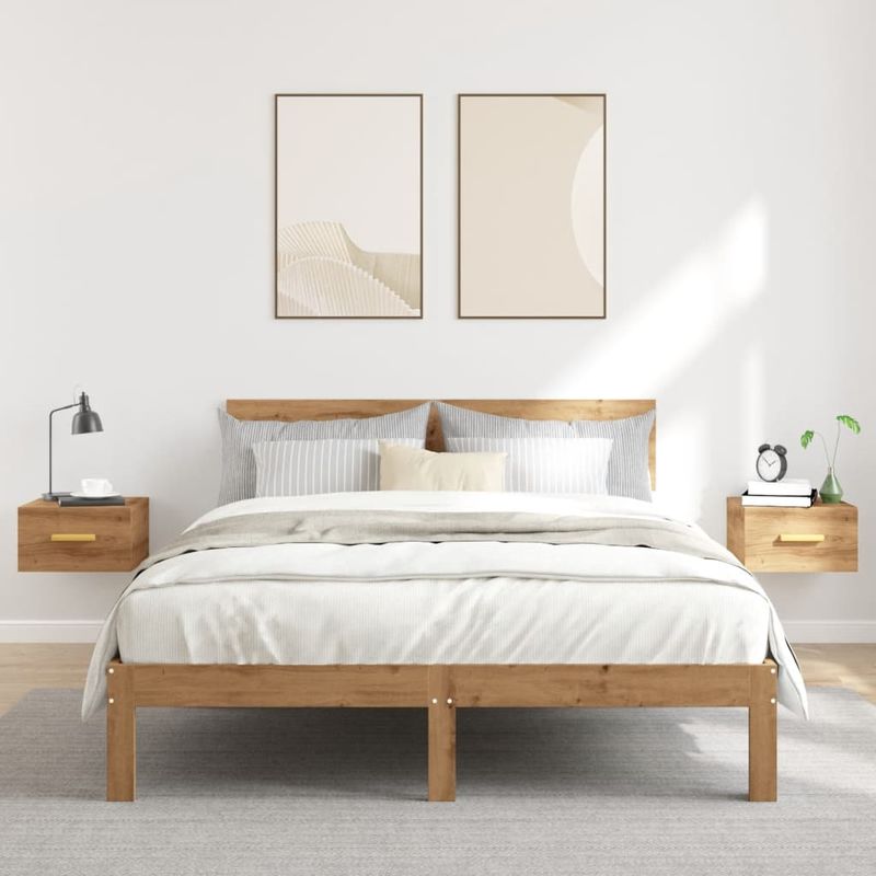 Casa si Gradina - Mobilier - Comode si corpuri - Noptiere - Noptiere de perete, 2 buc., stejar artizanal, 35x35x20 cm - Infinity.ro