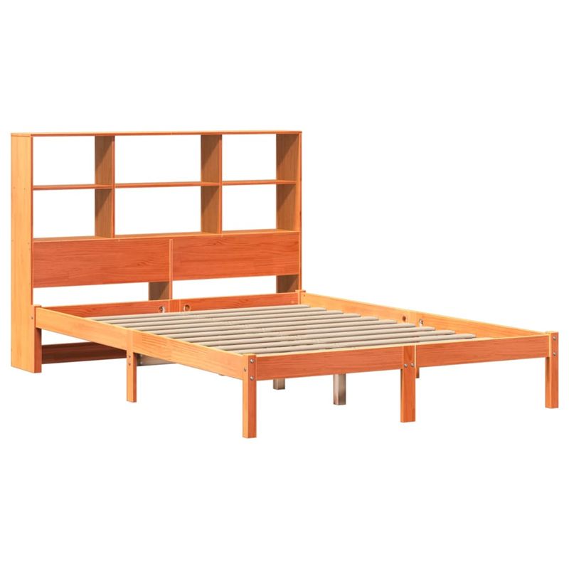 Casa si Gradina - Mobilier - Paturi si accesorii - Paturi - Pat cu biblioteca fara saltea, maro, 120x190 cm, lemn masiv pin - Infinity.ro