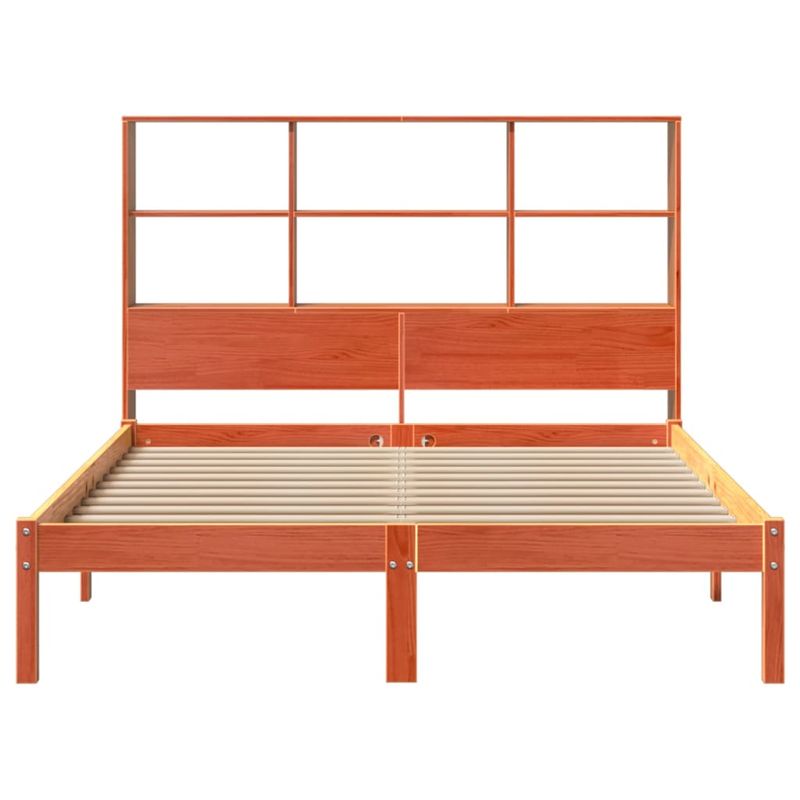 Casa si Gradina - Mobilier - Paturi si accesorii - Paturi - Pat cu biblioteca fara saltea, maro, 120x190 cm, lemn masiv pin - Infinity.ro