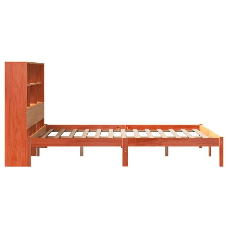 Casa si Gradina - Mobilier - Paturi si accesorii - Paturi - Pat cu biblioteca fara saltea, maro, 120x190 cm, lemn masiv pin - Infinity.ro
