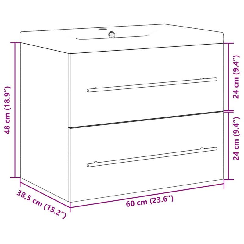 Casa si Gradina - Mobilier - Seturi de mobilier - Seturi baie - Set mobilier de baie, 2 piese, stejar sonoma, lemn prelucrat - Infinity.ro