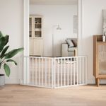 Petshop - Accesorii petshop - Culcusuri si custi - Tarcuri si colivii - Poarta pentru caini pliabila, 2 panouri, alb, 160 cm, lemn plop - Infinity.ro