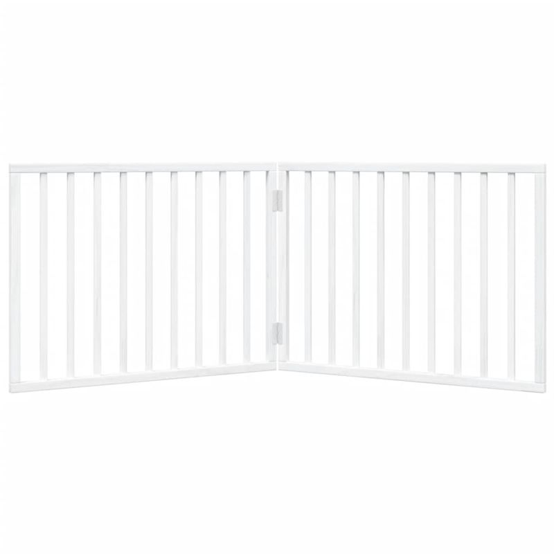 Petshop - Accesorii petshop - Culcusuri si custi - Tarcuri si colivii - Poarta pentru caini pliabila, 2 panouri, alb, 160 cm, lemn plop - Infinity.ro